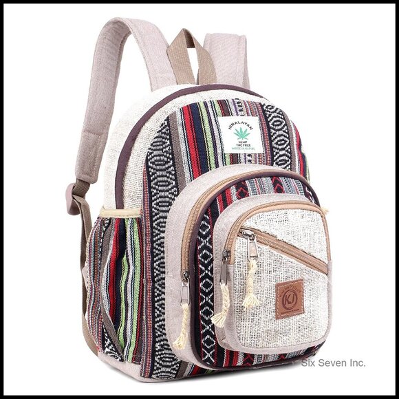 Handmade Hemp Backpack Daypack Lightweight Boho Unisex Travel Purse main image 6